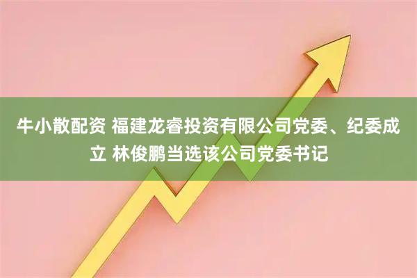 牛小散配资 福建龙睿投资有限公司党委、纪委成立 林俊鹏当选该公司党委书记