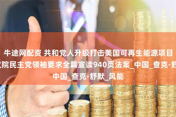 牛途网配资 共和党人升级打击美国可再生能源项目,美参议院民主党领袖要求全篇宣读940页法案_中国_查克·舒默_风能